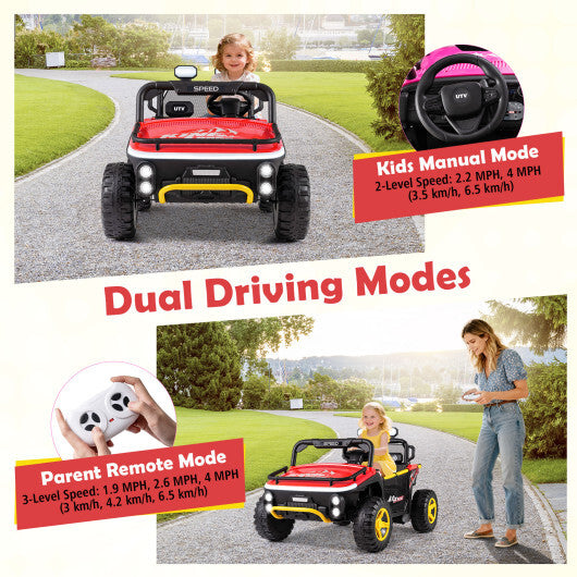 24V Ride on Toy for Kids 2 Seater Ride on Truck Car with Horn Music Story-Red - Color: Red W2B