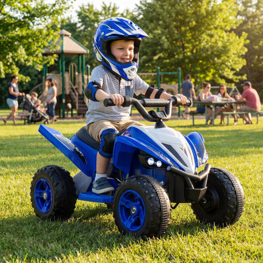 12V Kids Ride On ATV 4-Wheeler Quad with LED Lights and 7 mph Max Speed-Navy - Color: Navy W2B