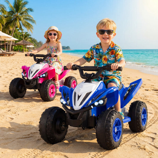 12V Kids Ride On ATV 4-Wheeler Quad with LED Lights and 7 mph Max Speed-Navy - Color: Navy W2B