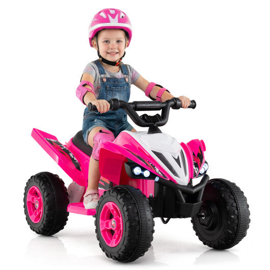 12V Kids Ride On ATV 4-Wheeler Quad with LED Lights and 7 mph Max Speed-Pink W2B
