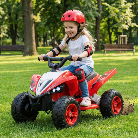 12V Kids Ride On ATV 4-Wheeler Quad with LED Lights and 7 mph Max Speed-Pink W2B