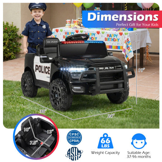 12V Kids Ride On Car Licensed RAM 3500 Electric Vehicle with Remote Control-Black