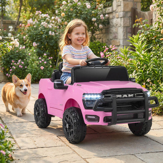 12V Kids Ride On Car Licensed RAM 3500 Electric Vehicle with Remote Control-Pink - Color: Pink W2B