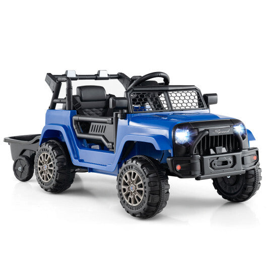 12V Kids Ride On UTV Car with Detachable Trailer-Black