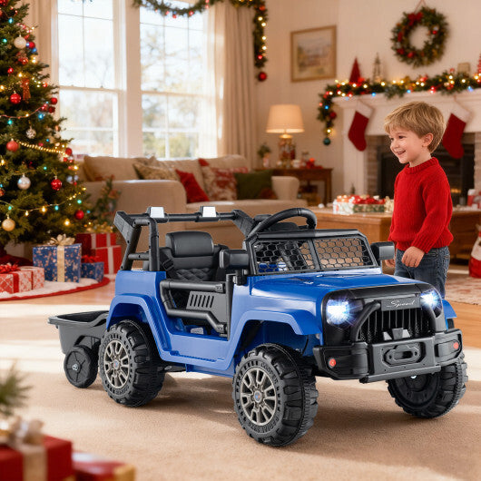 12V Kids Ride On UTV Car with Detachable Trailer-Black