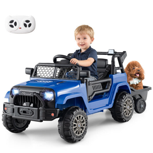 12V Kids Ride On UTV Car with Detachable Trailer-Black