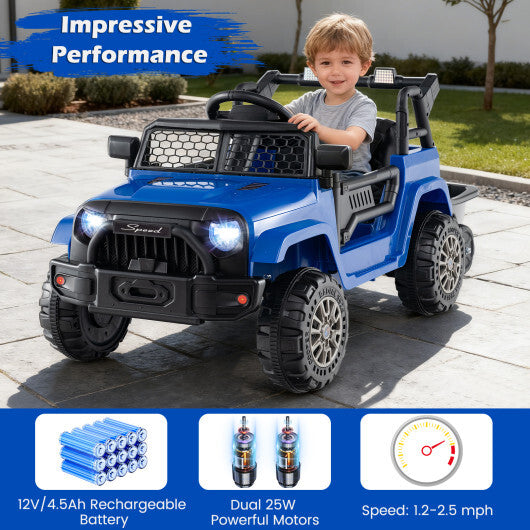 12V Kids Ride On UTV Car with Detachable Trailer-Black