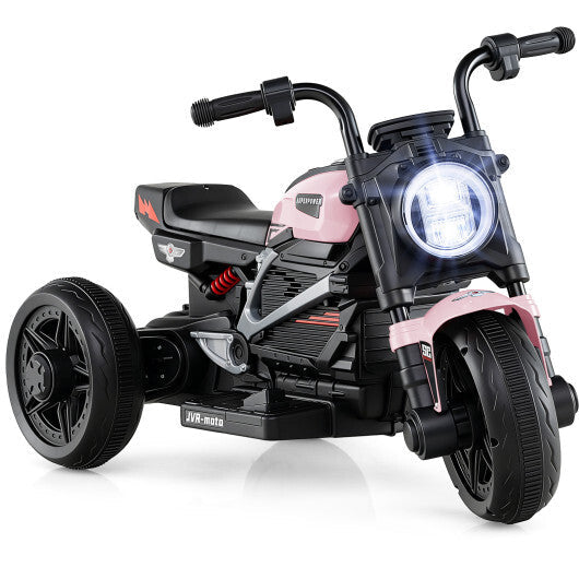 6V Kids Electric Motorcycle with LED Headlight and Music for Toddlers Aged 3-5-Pink W2B