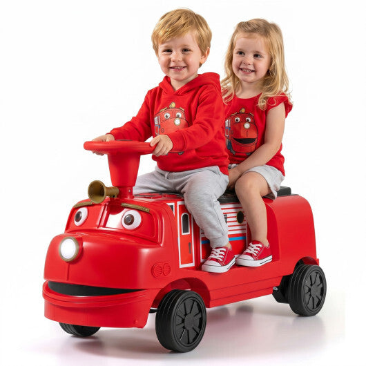 12V 2-Seater Kids Ride on Train with Height Adjustable Seat and Music Licensed Chuggington-Red W2B