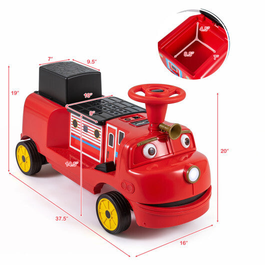 12V 2-Seater Kids Ride on Train with Height Adjustable Seat and Music Licensed Chuggington-Red W2B