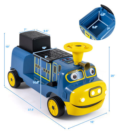 12V 2-Seater Kids Ride on Train with Height Adjustable Seat and Music Licensed Chuggington-Red W2B