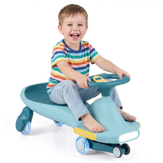 Wiggle Car for Kids with LED Flashing Wheels for Indoor Outdoor Play-Blue W2B