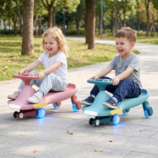 Wiggle Car for Kids with LED Flashing Wheels for Indoor Outdoor Play-Blue W2B