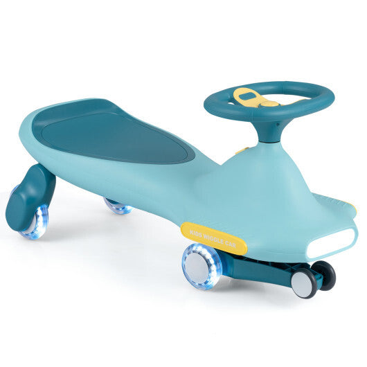 Wiggle Car for Kids with LED Flashing Wheels for Indoor Outdoor Play-Blue W2B