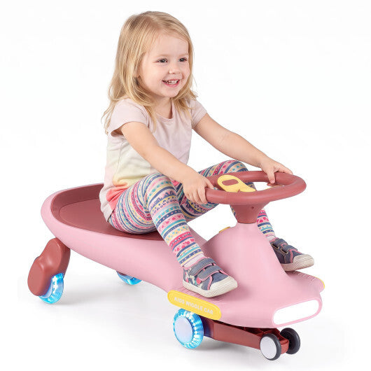 Wiggle Car for Kids with LED Flashing Wheels for Indoor Outdoor Play-Blue W2B