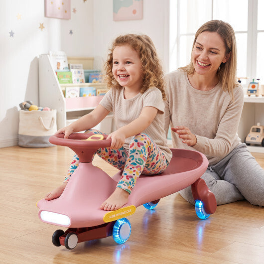 Wiggle Car for Kids with LED Flashing Wheels for Indoor Outdoor Play-Blue W2B