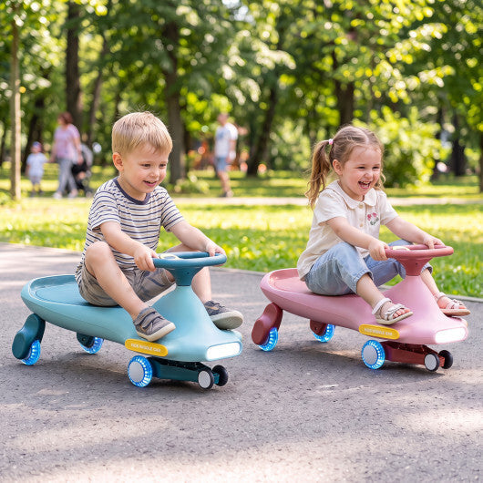 Wiggle Car for Kids with LED Flashing Wheels for Indoor Outdoor Play-Blue W2B