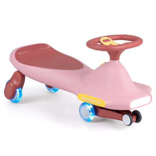 Wiggle Car for Kids with LED Flashing Wheels for Indoor Outdoor Play-Blue W2B