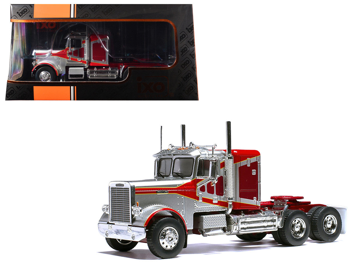 1977 Freightliner FLC 120 64 T Truck Tractor Red and Silver Metallic 1/43 Diecast Model by IXO Models-2