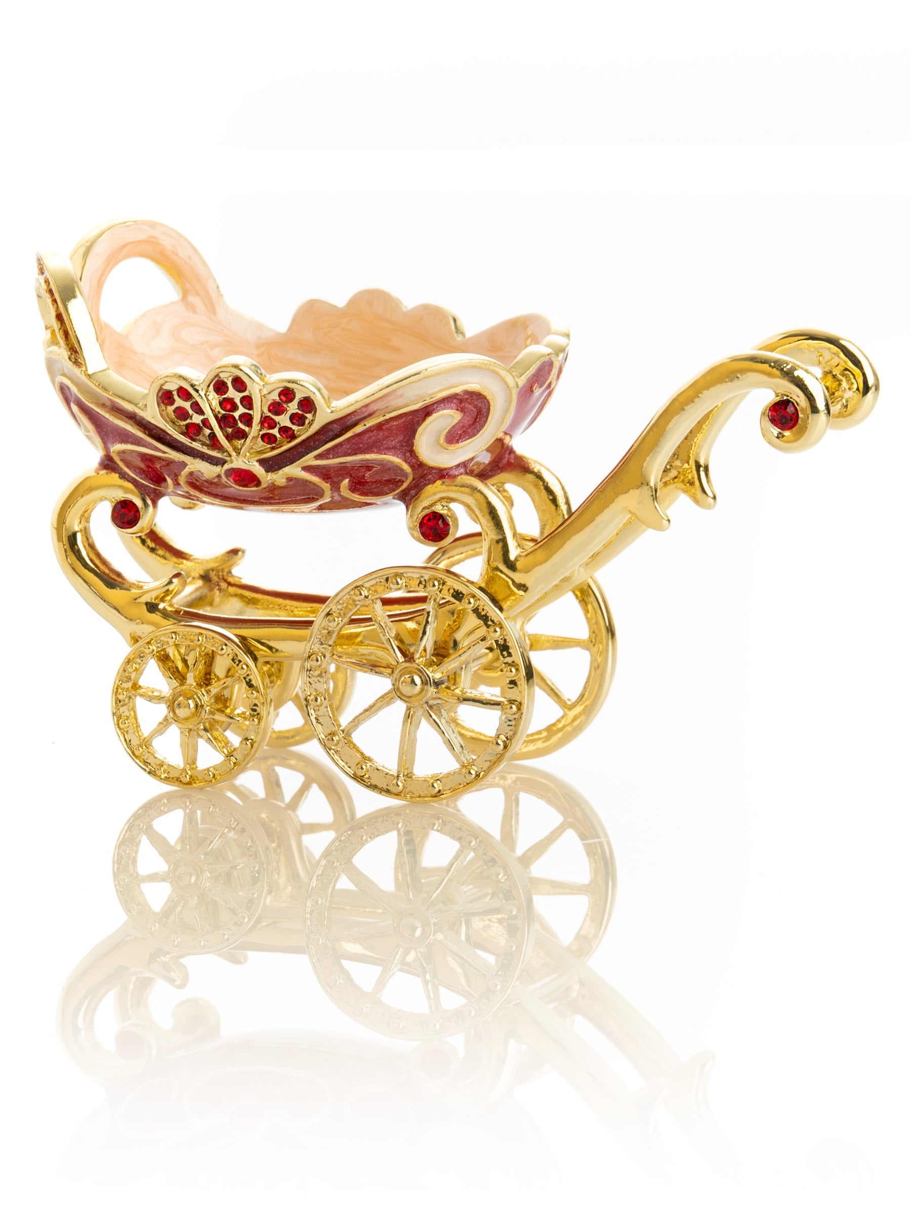 Red vintage Baby Carriage Trinket Box stroller-0