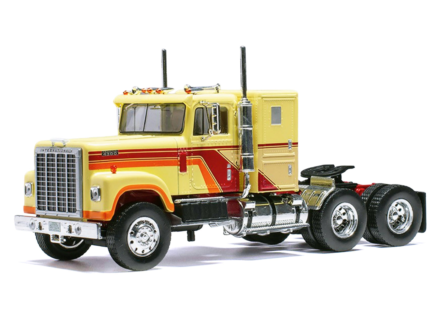 1980 International Transtar 4300 Truck Tractor Beige with Red and Orange Stripes 1/43 Diecast Model by IXO Models