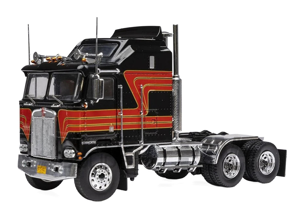 1976 Kenworth K100 Aerodyne Truck Tractor Black with Red Stripes 1/43 Diecast Model by IXO Models-1