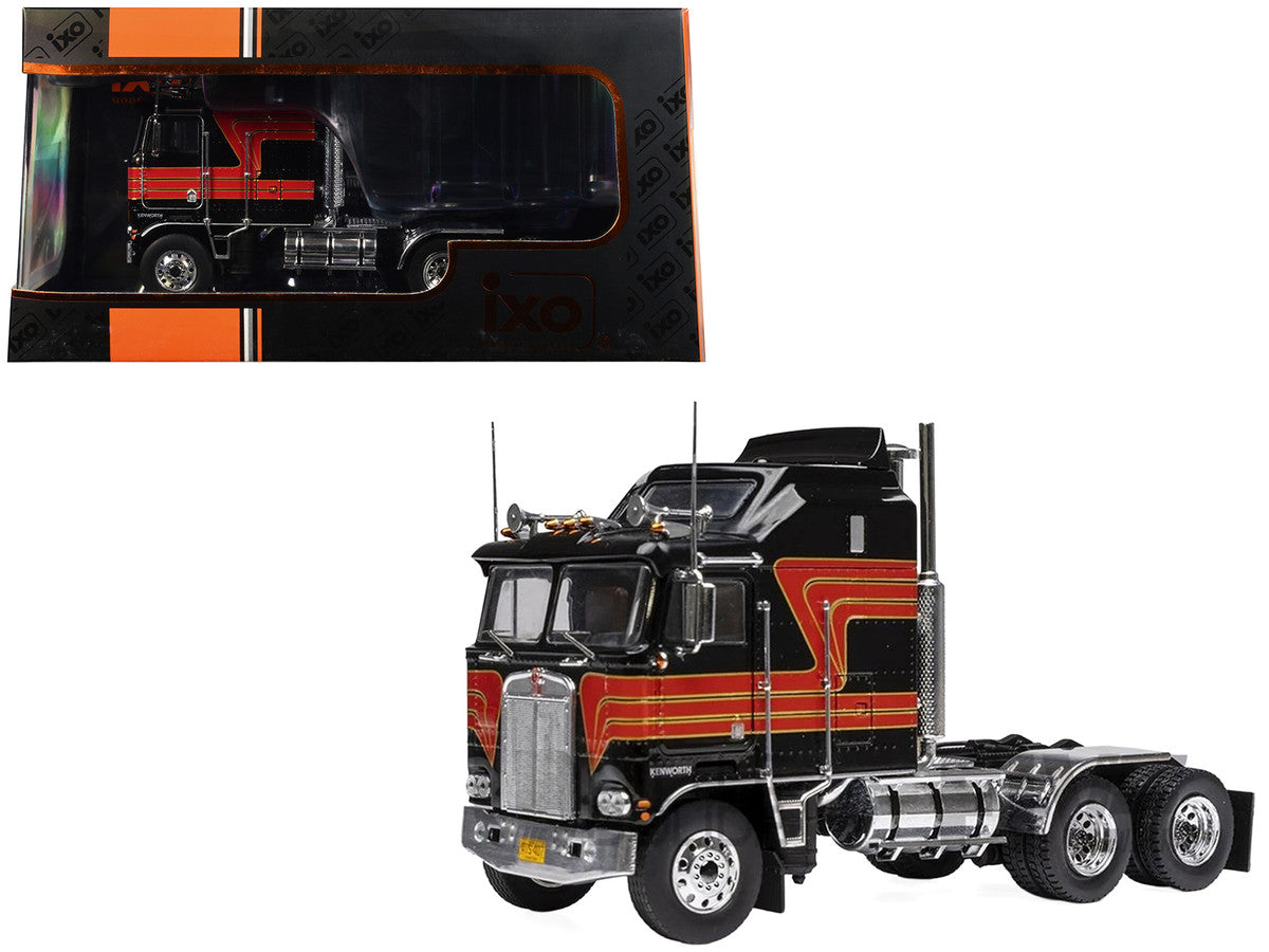 1976 Kenworth K100 Aerodyne Truck Tractor Black with Red Stripes 1/43 Diecast Model by IXO Models-2
