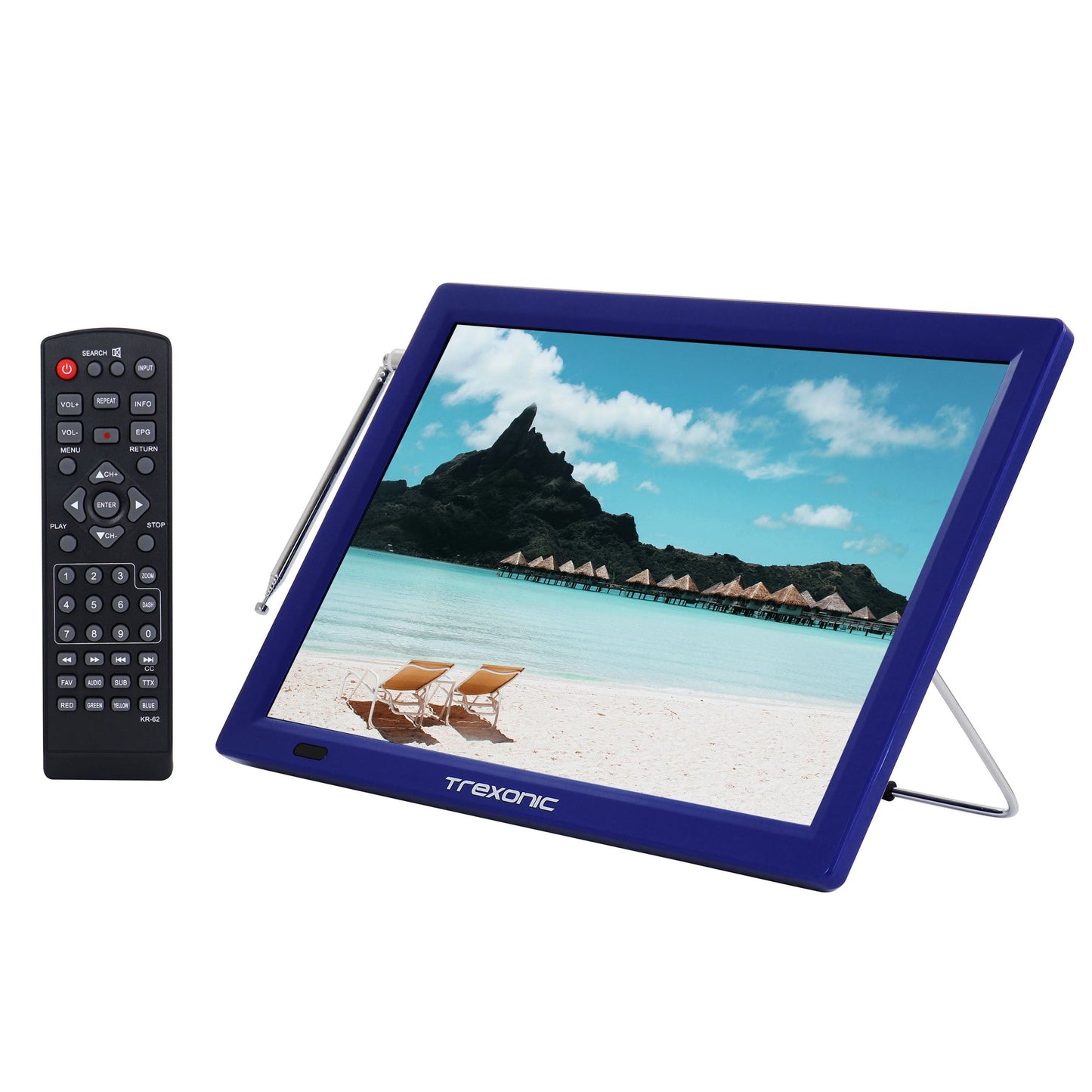 Trexonic Portable Rechargeable 14 Inch LED TV with HDMI, SD/MMC, USB, VGA, AV In/Out and Built-in Digital Tuner W2B