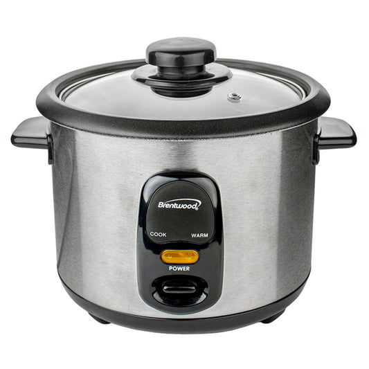 Brentwood 8 Cup Rice Cooker / Non-Stick with Steamer in Silver