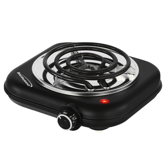 Brentwood 1100w Countertop Single Coiled Electric Burner in Black W2B