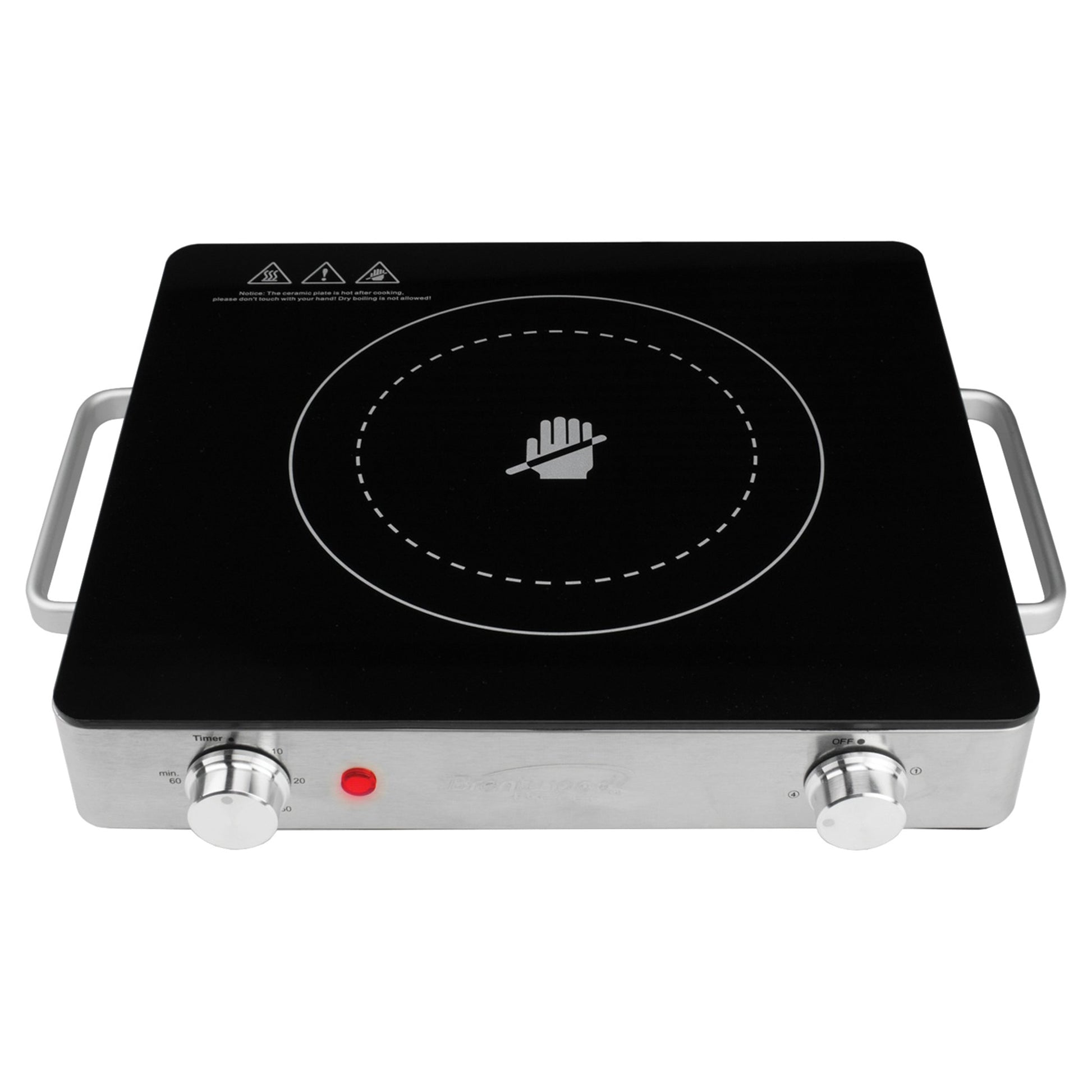 Brentwood Select 1200w Single Infrared Electric Countertop Burner in Stainless Steel with Timer W2B