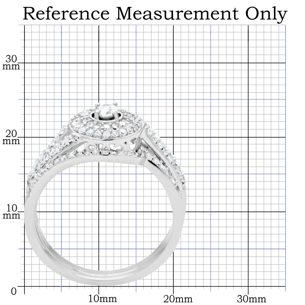 TS001 - Rhodium 925 Sterling Silver Ring with AAA Grade CZ  in Clear Alamode