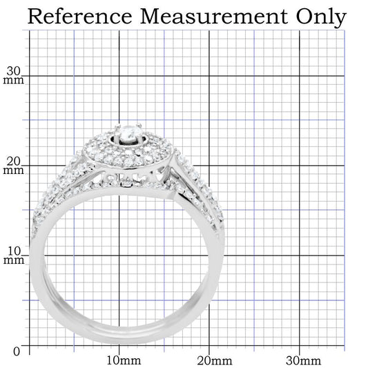 TS001 - Rhodium 925 Sterling Silver Ring with AAA Grade CZ  in Clear Alamode