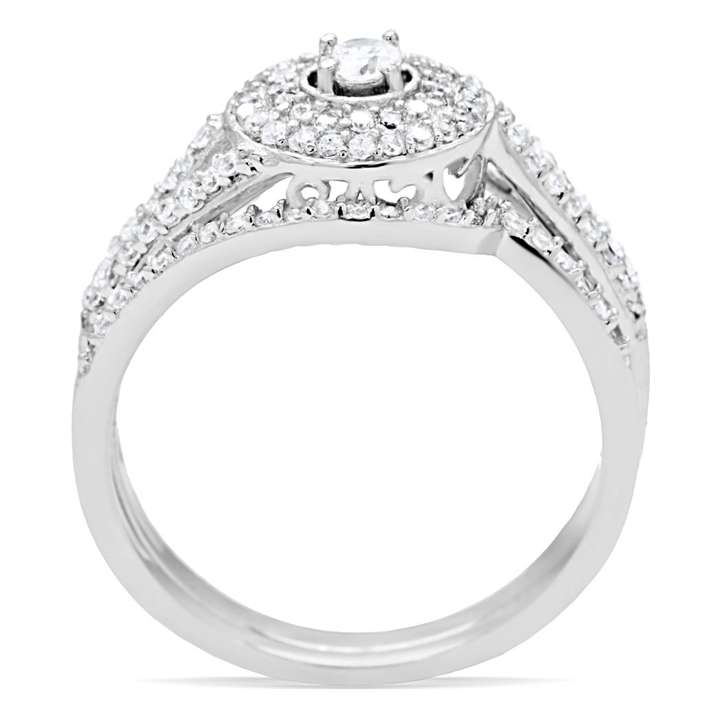 TS001 - Rhodium 925 Sterling Silver Ring with AAA Grade CZ  in Clear Alamode