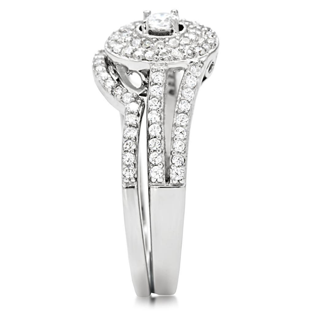 TS001 - Rhodium 925 Sterling Silver Ring with AAA Grade CZ  in Clear Alamode