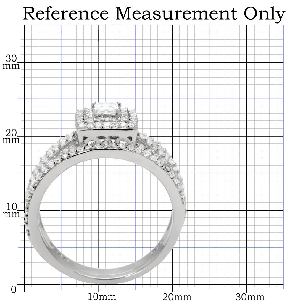 TS003 - Rhodium 925 Sterling Silver Ring with AAA Grade CZ  in Clear Alamode