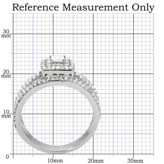TS003 - Rhodium 925 Sterling Silver Ring with AAA Grade CZ  in Clear Alamode