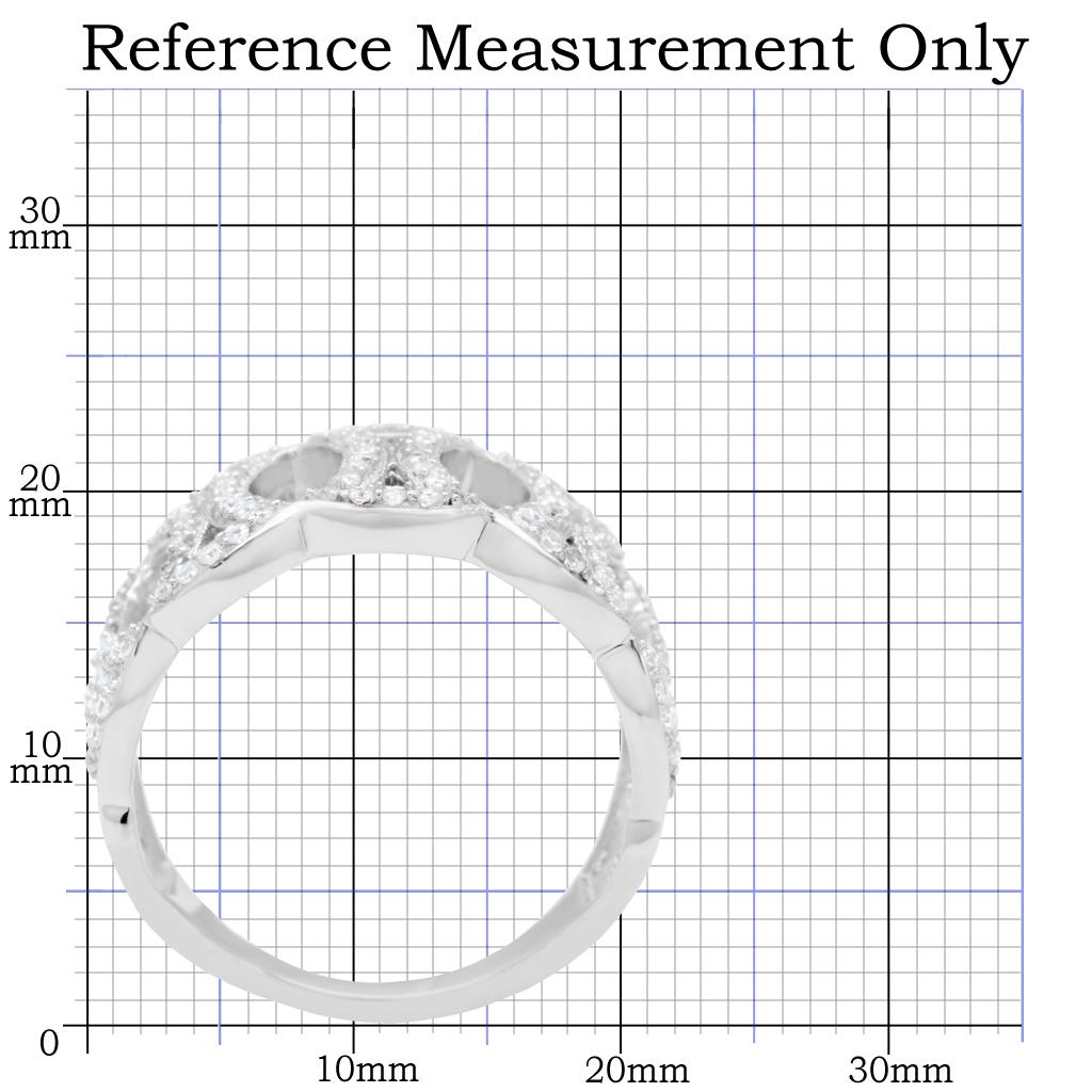 TS009 - Rhodium 925 Sterling Silver Ring with AAA Grade CZ  in Clear-1