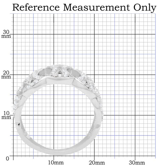 TS009 - Rhodium 925 Sterling Silver Ring with AAA Grade CZ  in Clear-1