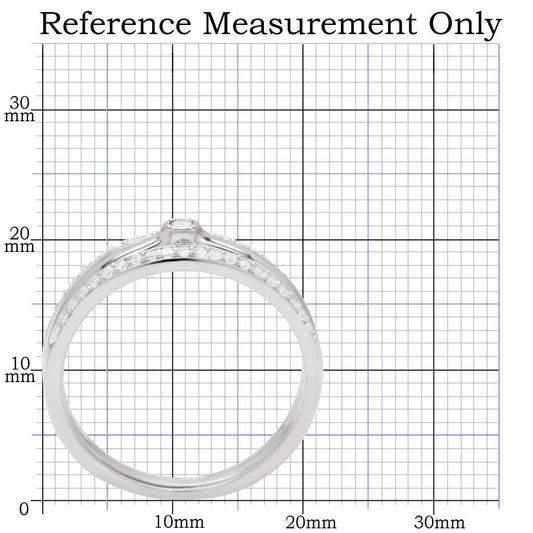 TS013 - Rhodium 925 Sterling Silver Ring with AAA Grade CZ  in Clear-1