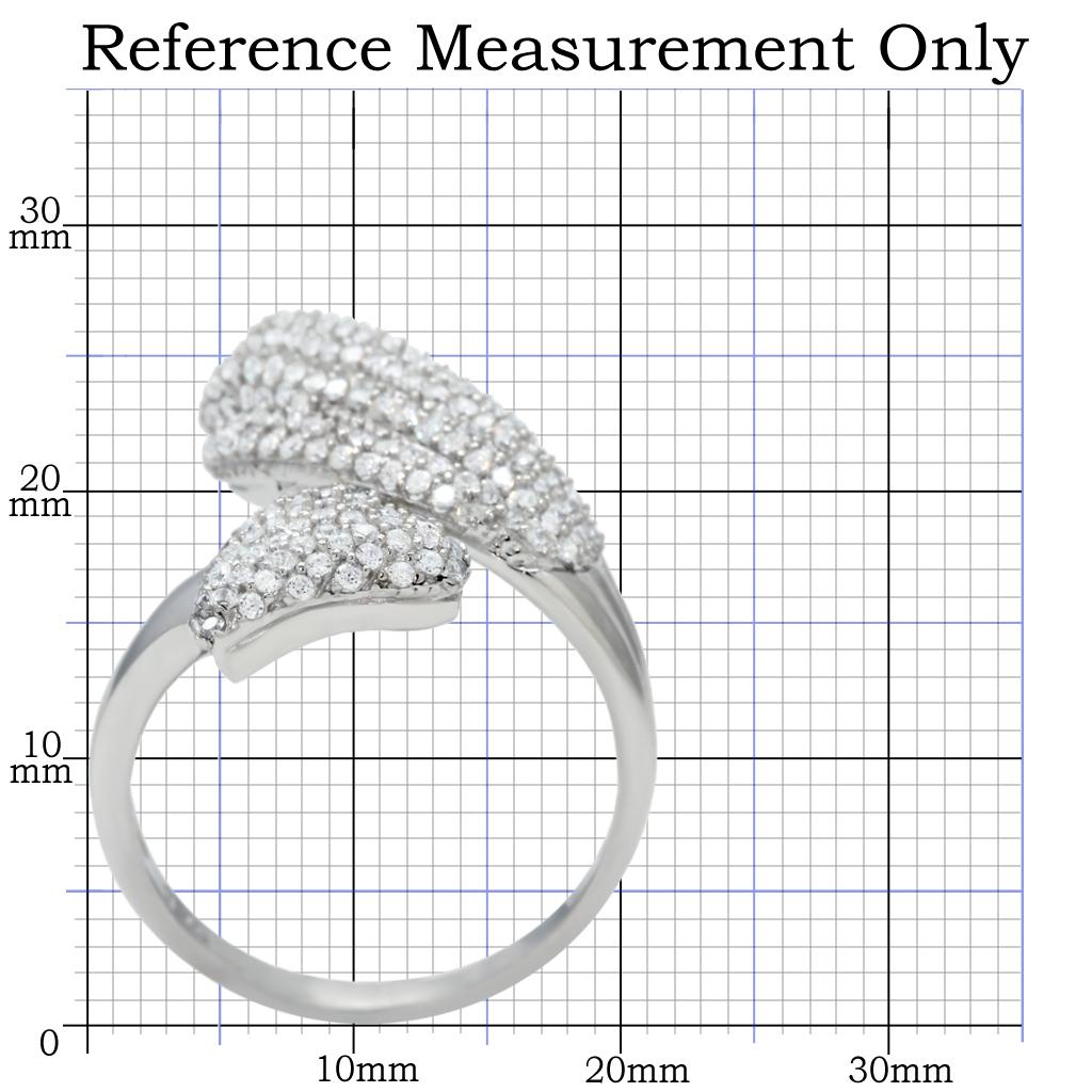 TS014 - Rhodium 925 Sterling Silver Ring with AAA Grade CZ  in Clear-1