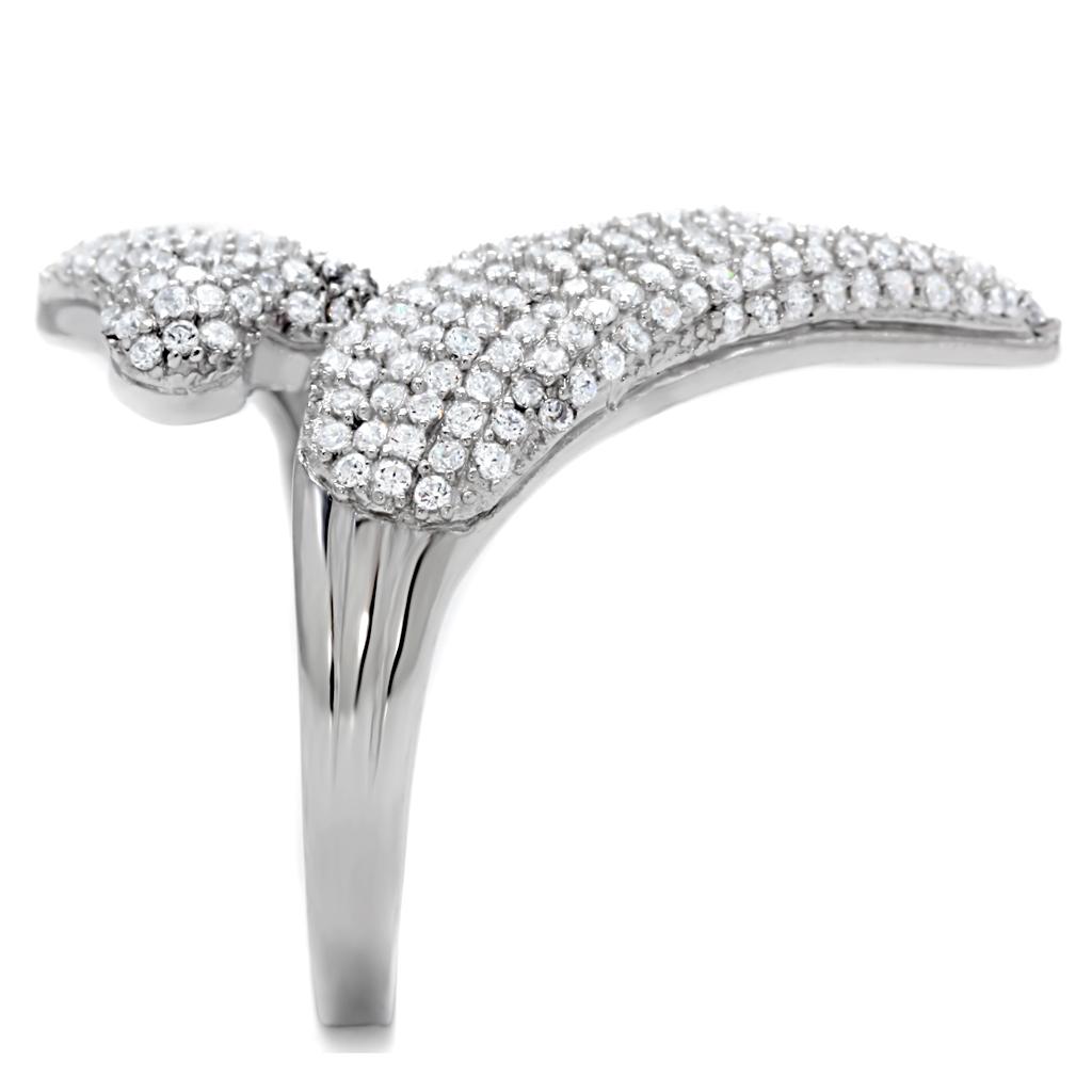 TS014 - Rhodium 925 Sterling Silver Ring with AAA Grade CZ  in Clear-4