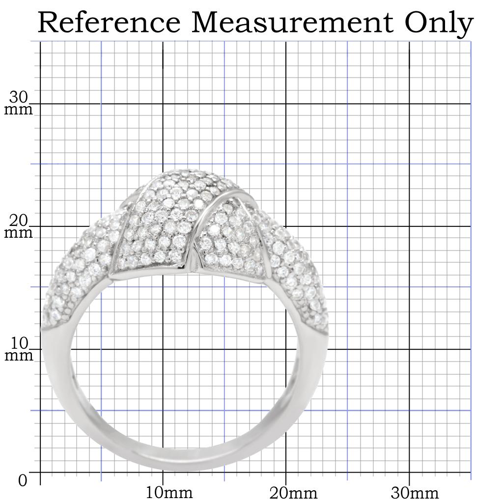 TS016 - Rhodium 925 Sterling Silver Ring with AAA Grade CZ  in Clear-1