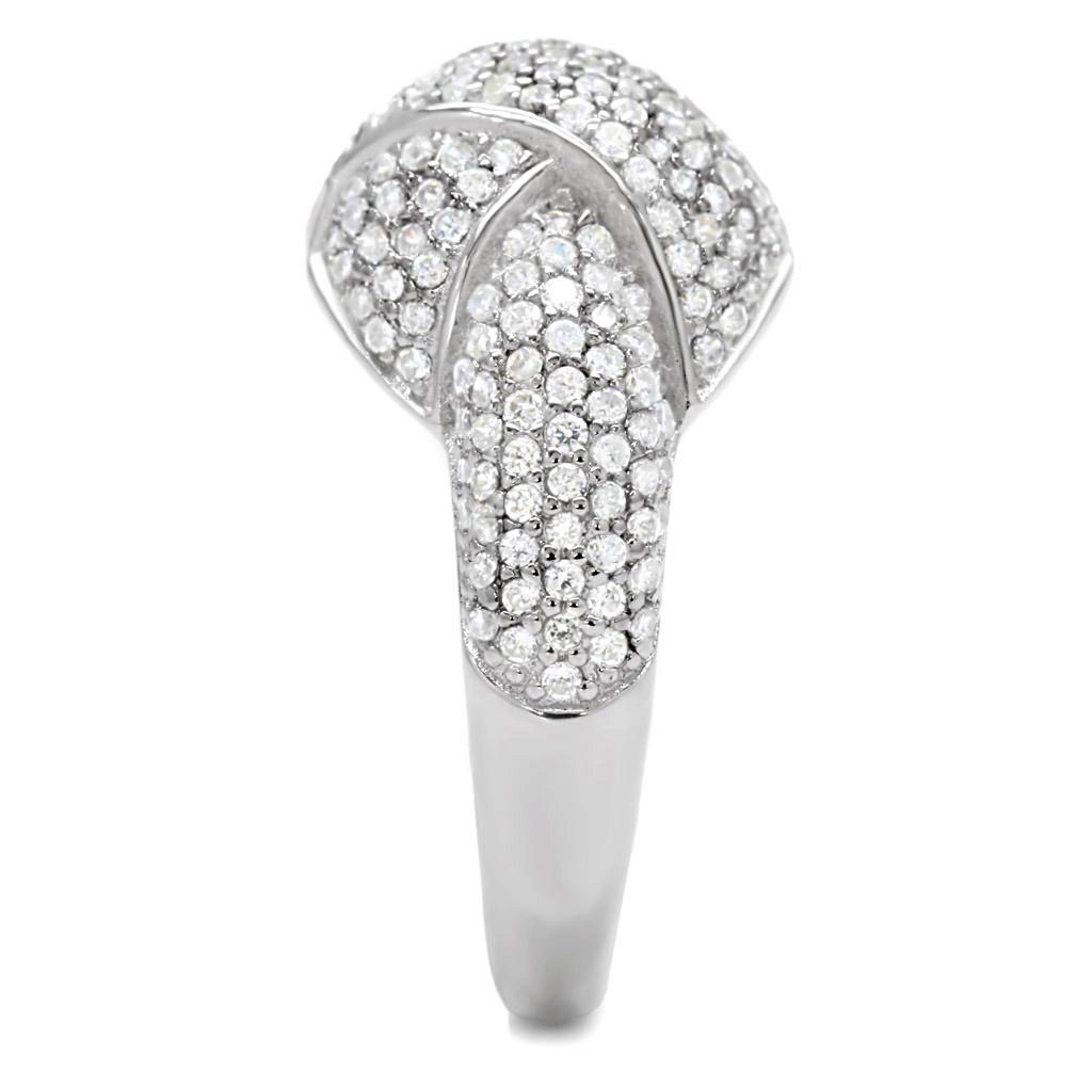 TS016 - Rhodium 925 Sterling Silver Ring with AAA Grade CZ  in Clear-4