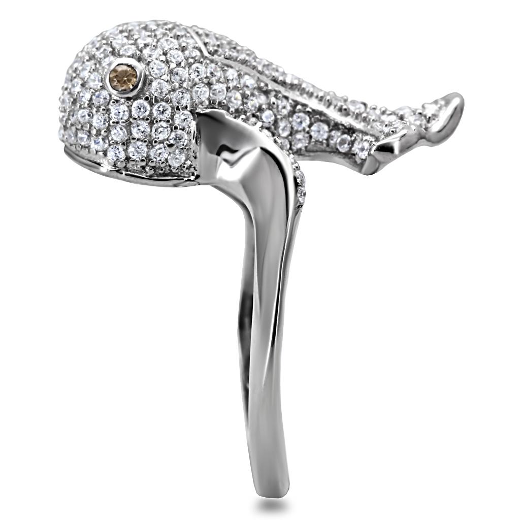TS031 - Rhodium 925 Sterling Silver Ring with AAA Grade CZ  in Brown-4