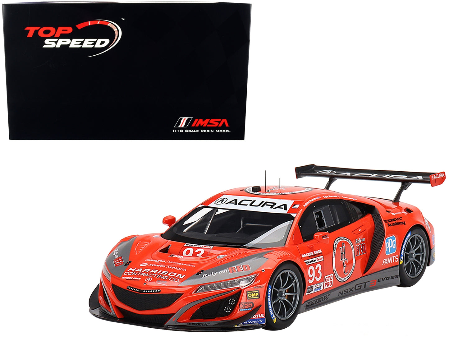 Acura NSX GT3 EVO22 #93 Ashton Harrison - Kyle Marcelli - Tom Long "WTR Racers Edge Motorsports" 12 Hours of Sebring (2022) 1/18 Model Car by Top Speed