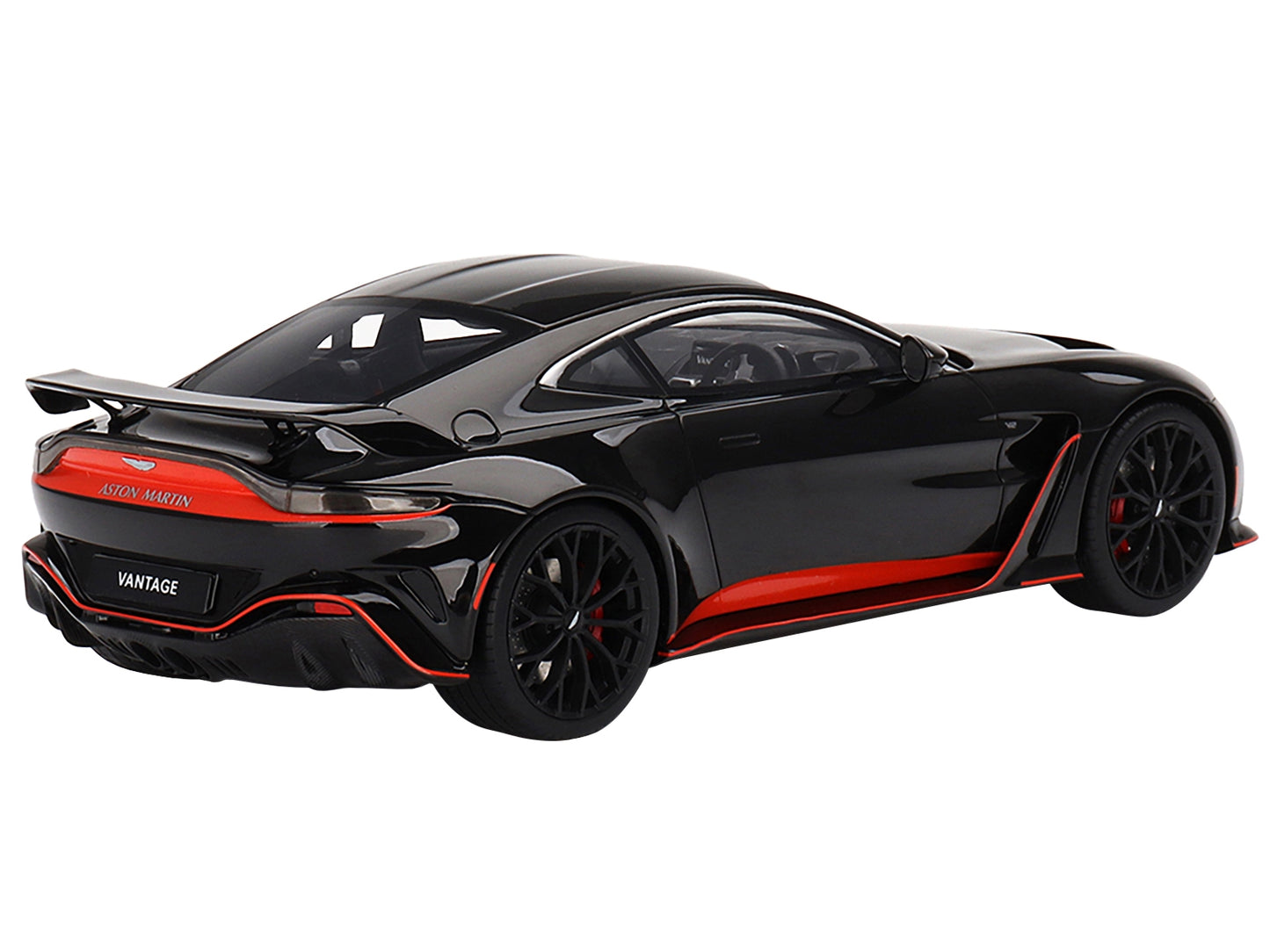 Aston Martin V12 Vantage RHD (Right Hand Drive) Jet Black with Red Accents 1/18 Model Car by Top Speed