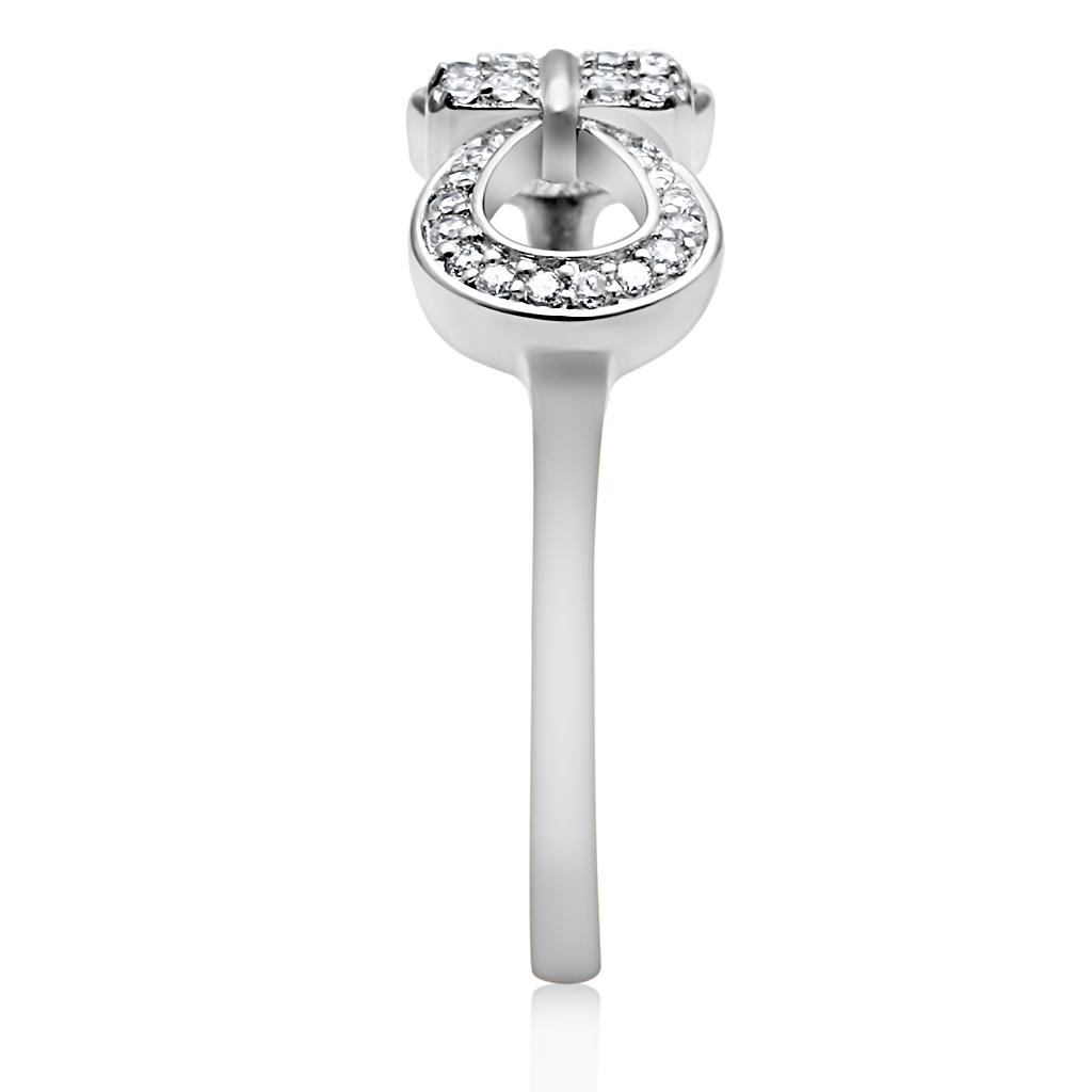 TS047 - Rhodium 925 Sterling Silver Ring with AAA Grade CZ  in Clear-3
