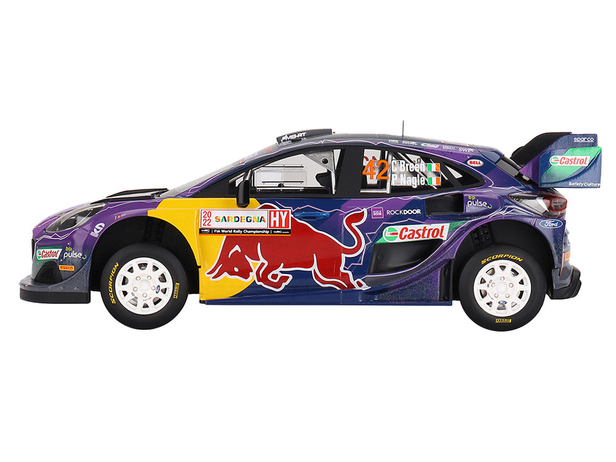 Ford Puma Rally1 #42 Craig Breen - Paul Nagle "M-Sport Ford WRT" 2nd Place "Rally Italia Sardegna" (2022) 1/18 Model Car by Top Speed Top Speed