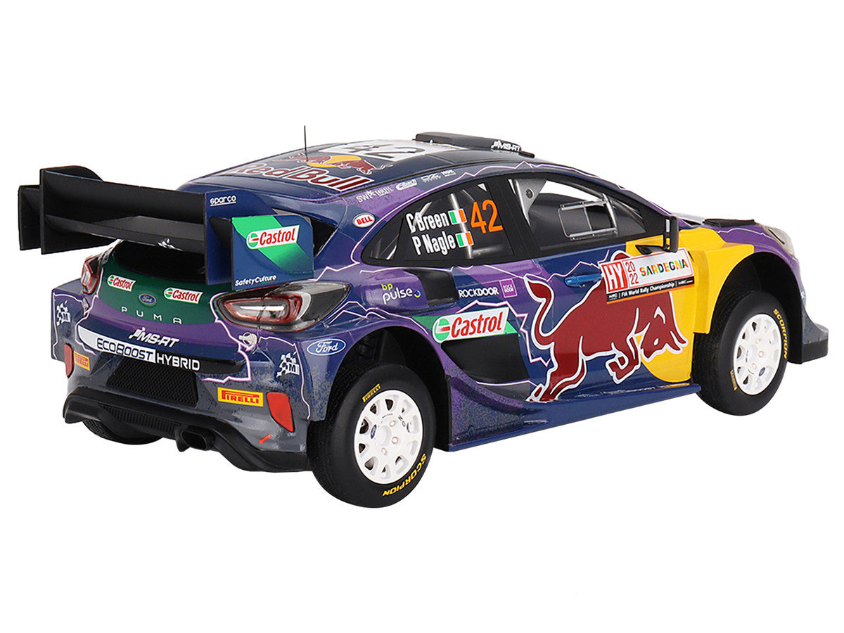 Ford Puma Rally1 #42 Craig Breen - Paul Nagle "M-Sport Ford WRT" 2nd Place "Rally Italia Sardegna" (2022) 1/18 Model Car by Top Speed Top Speed